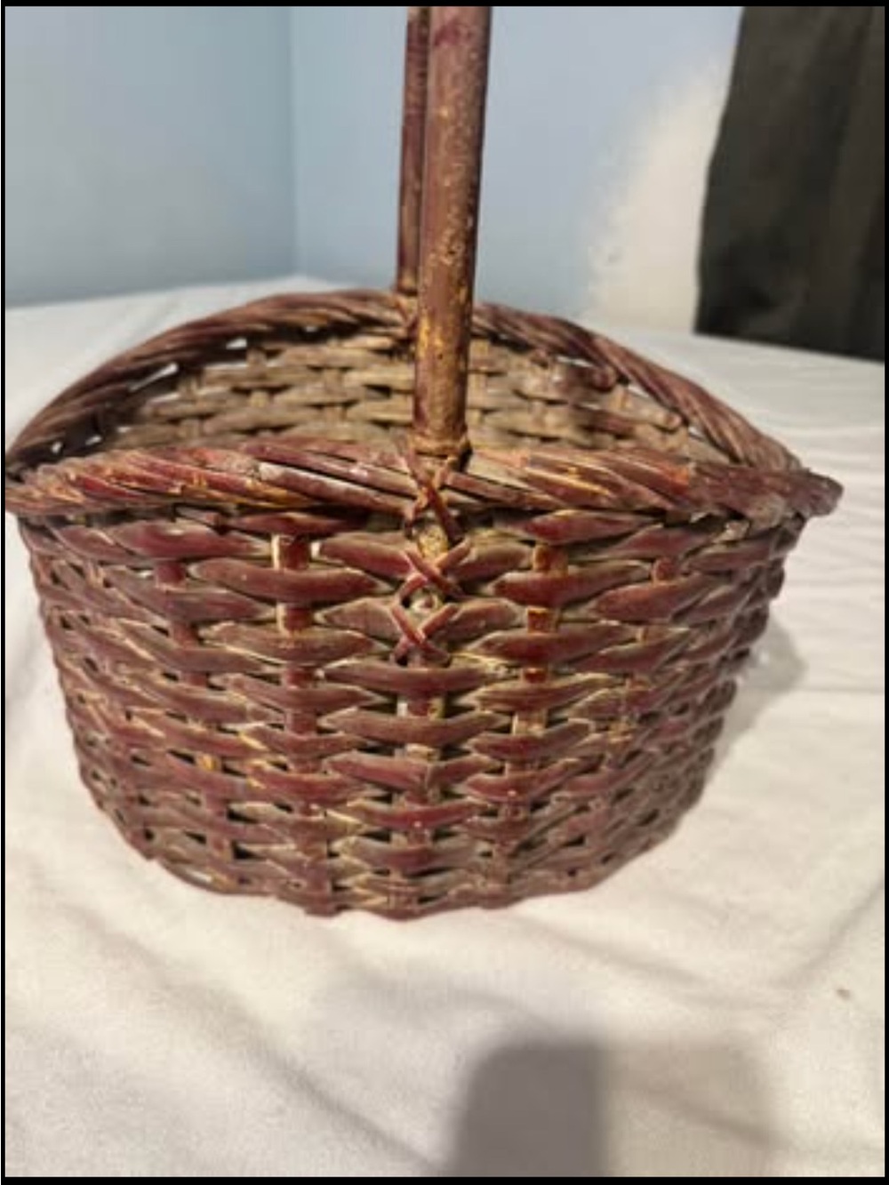 Rustic Brown Woven Basket with Handle - Home Accents